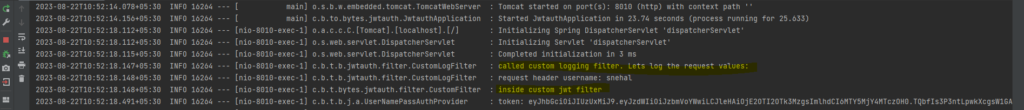 spring security filter chaining logs